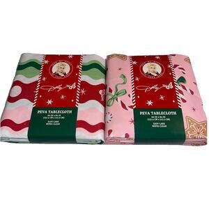 x2 Dolly Parton Dollar General Christmas Peva Tablecloths Set of 2 60x84in NEW
